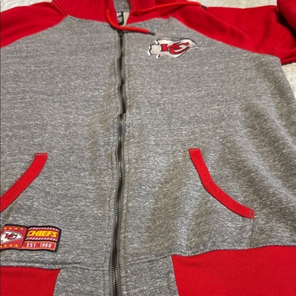Kansas City Chiefs Hoodie–NFL Team Sweatshirt, Full Zip Fleece Hood Appliqué‎ - Picture 5 of 6